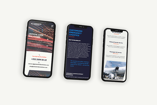 Portfolio User Experience Design Global Airlift Solutions Mobile Screens