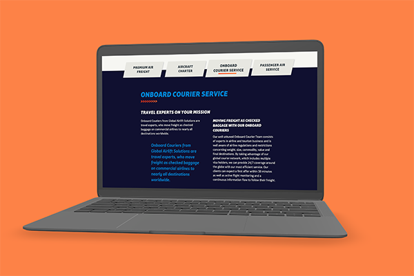 Portfolio User Experience Design Global Airlift Solutions Mac Book Onboard Courier Service
