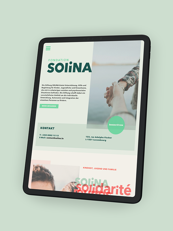Portfolio User Experience Design Fondation Solina Mobile Startseite