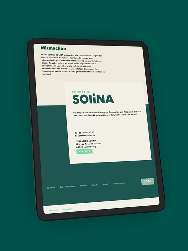 Portfolio User Experience Design Fondation Solina Mobile Footer